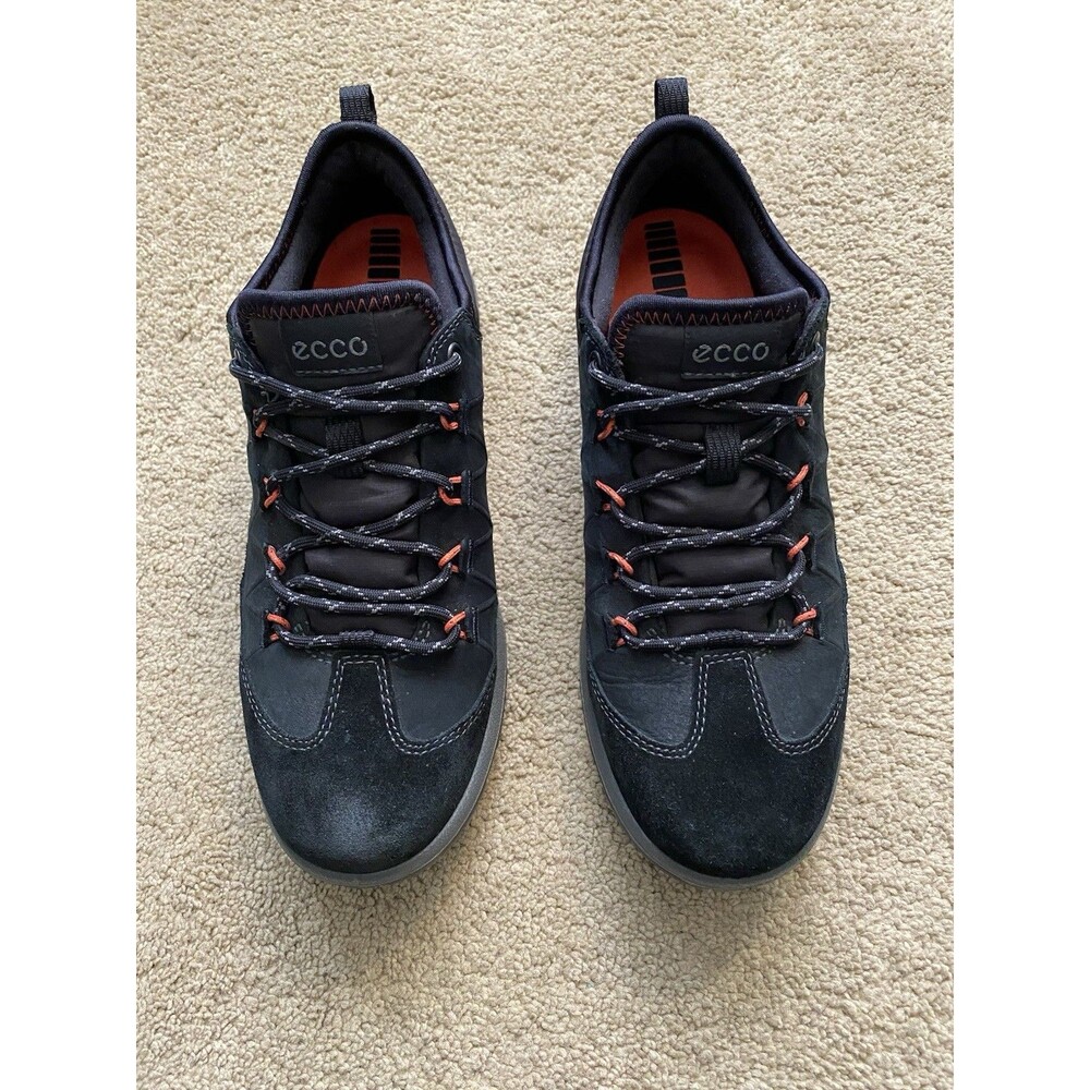 ECCO Aspina GTX Waterproof Yak Leather Hiking Shoes Black Orange Womens 7.5